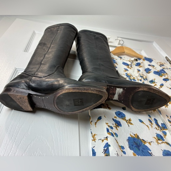 [6.5] Frye Cindy Slouch Black Leather Tall Boots 6.5 Slouch Riding - Picture 3 of 9